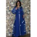 Boho Style Ukrainian Embroidered Maxi Broad Dress Blue "Grace"